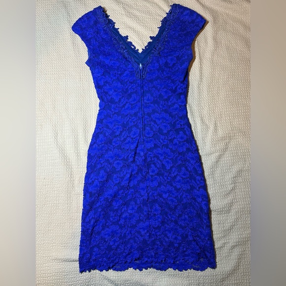 Vintage 80s Molly Malloy For all that Jazz Blue Lace Party/Formal/Prom Dress - Picture 3 of 5